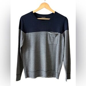 Banana Republic 100% Merino Wool Sweater | Navy + Micro Stripe | Men’s M